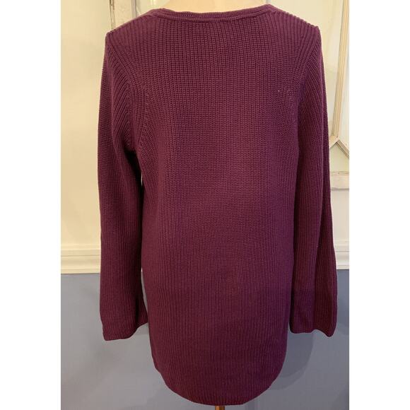 Large 525 America Purple Women's V-Neck Sweater 100% Cotton Long Sleeve - Picture 5 of 6